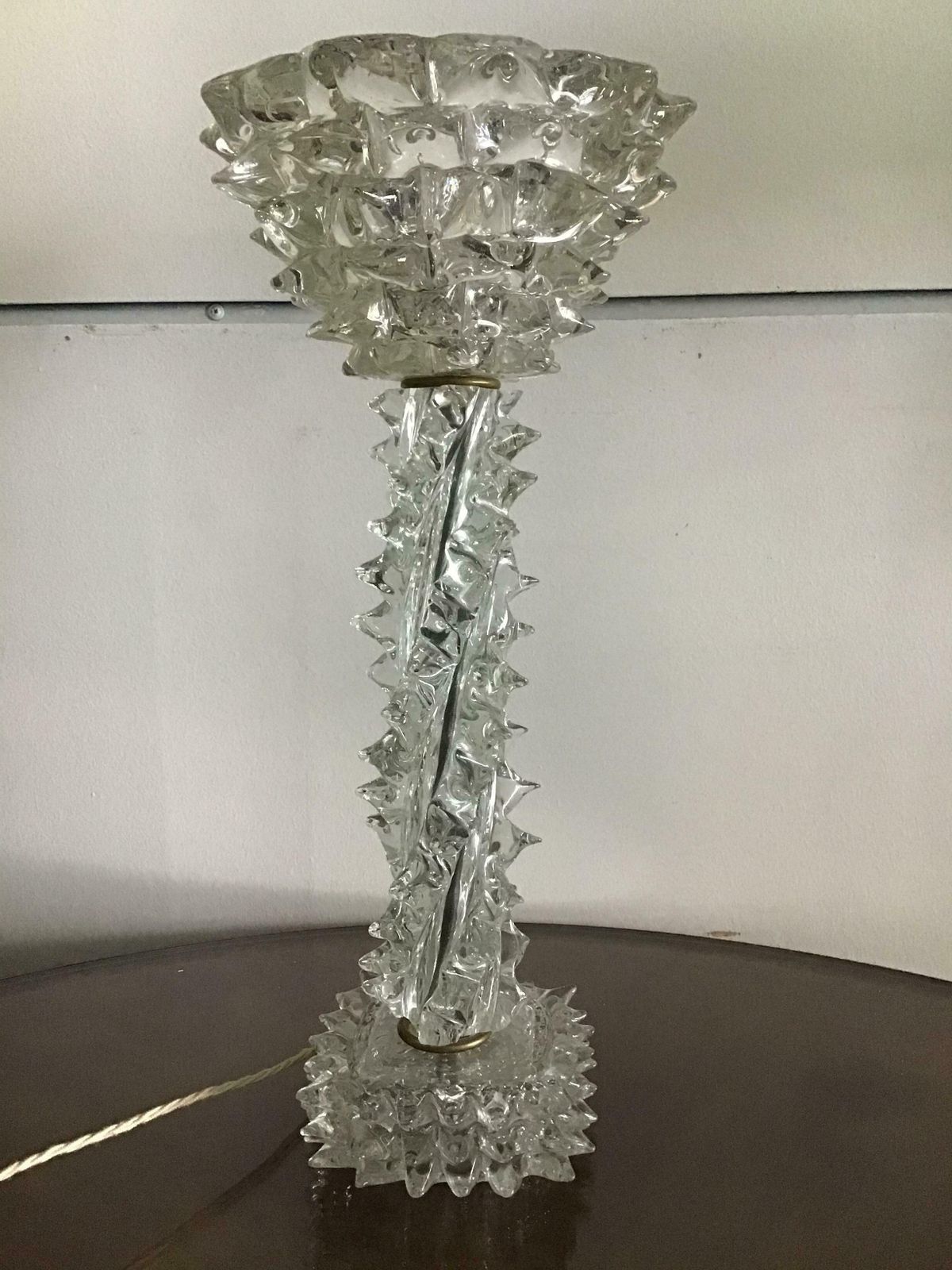 Barovier E Toso Table Lamp Murano Glass Brass “Rostrato”, 1940, Italy photo vinterior
