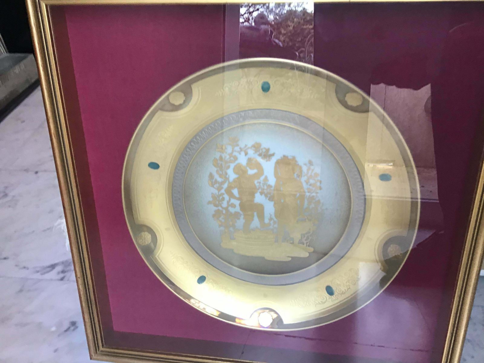 photo furniture Morbelli Porcelain Wall Plate “The Harvest” Worked With Pure Gold, 1960, Italy