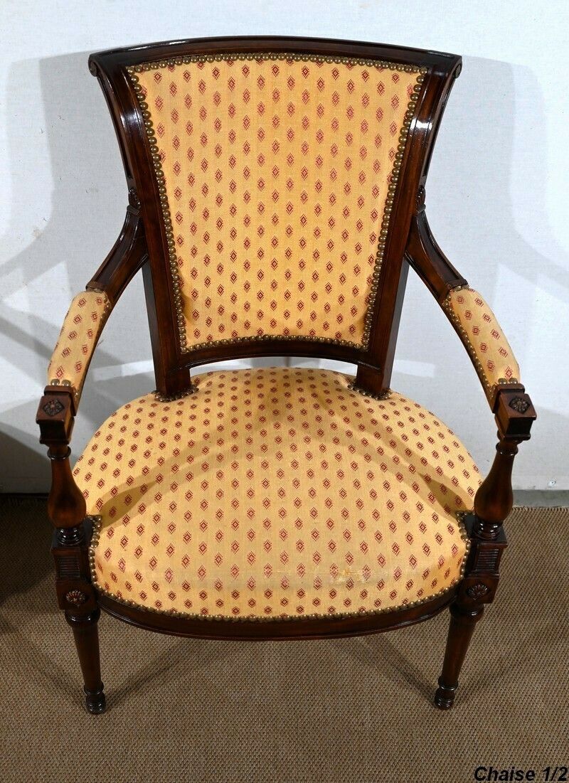 Pair Of Mahogany Armchairs, Louis XVI Style   2nd Part Of The 19th Century photo Furniture