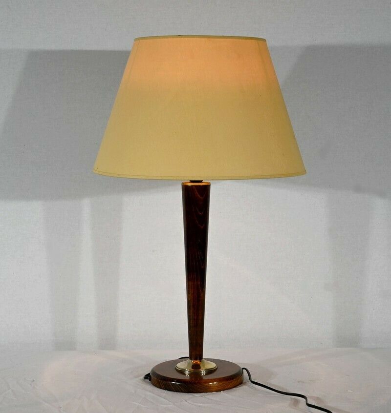 Mahogany And Brass Lamp, After Mazda – 1950 photo Lighting