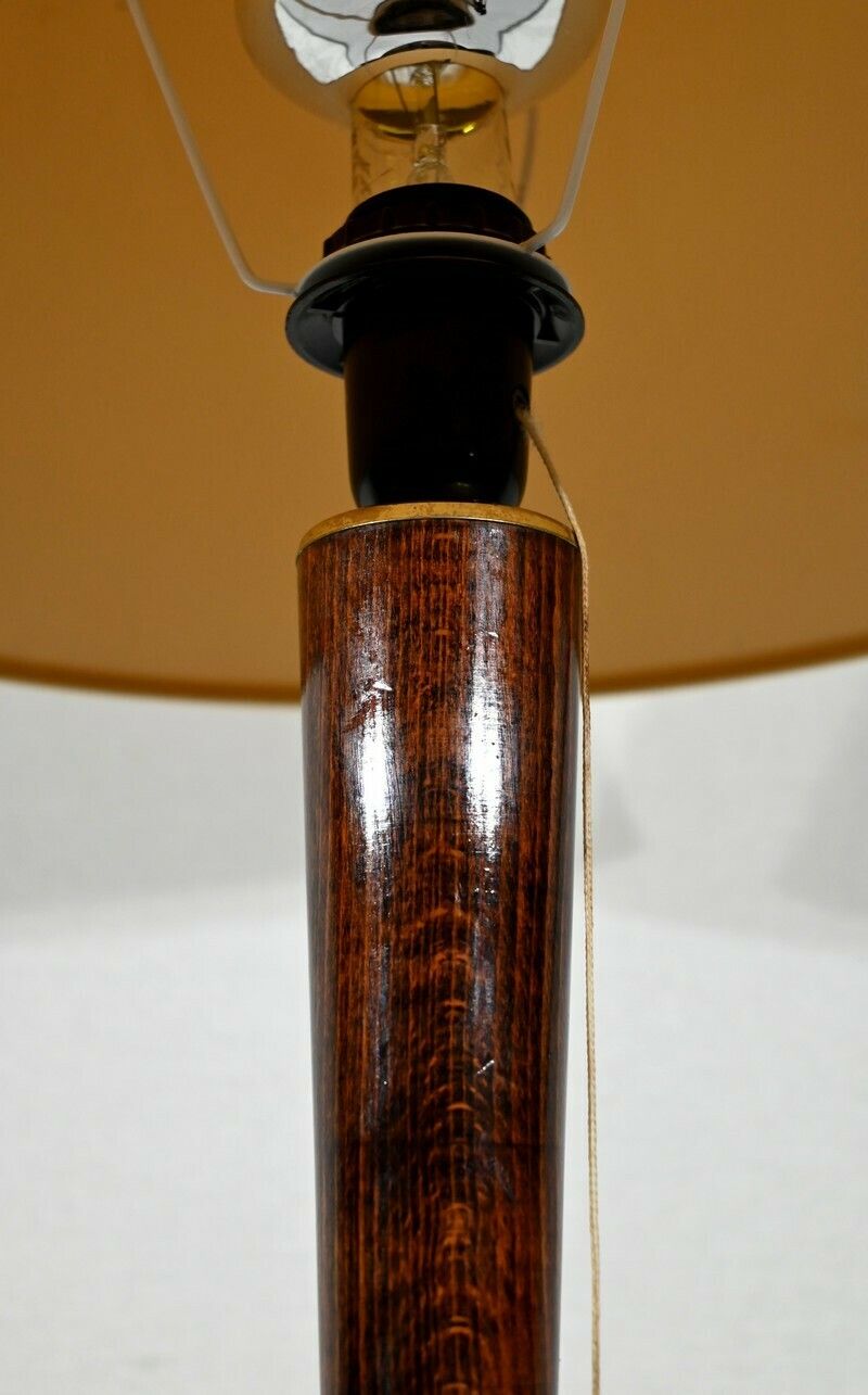 Mahogany And Brass Lamp, After Mazda – 1950 photo vintage