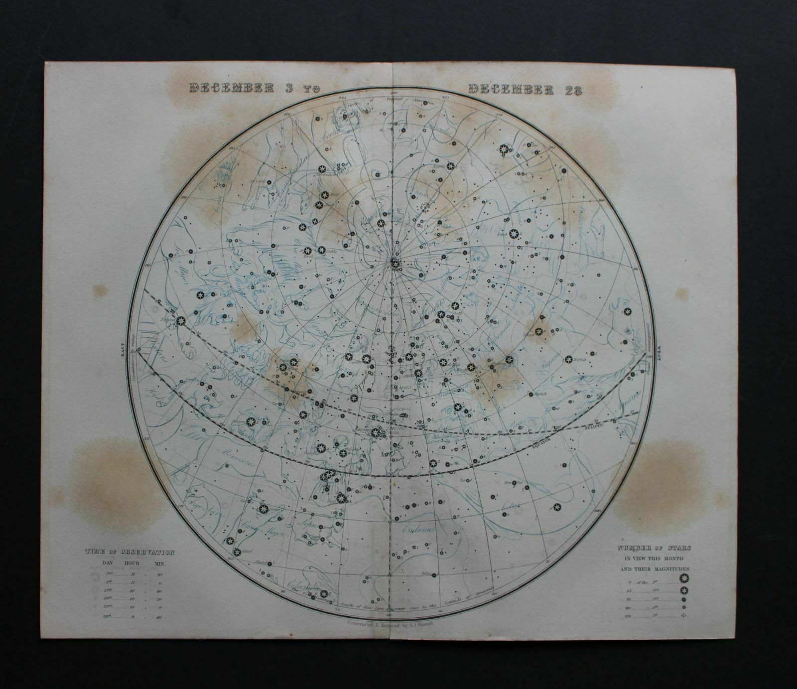 Set Of Four 1855 Maps Of The Heavens By Dower. photo 250.0
