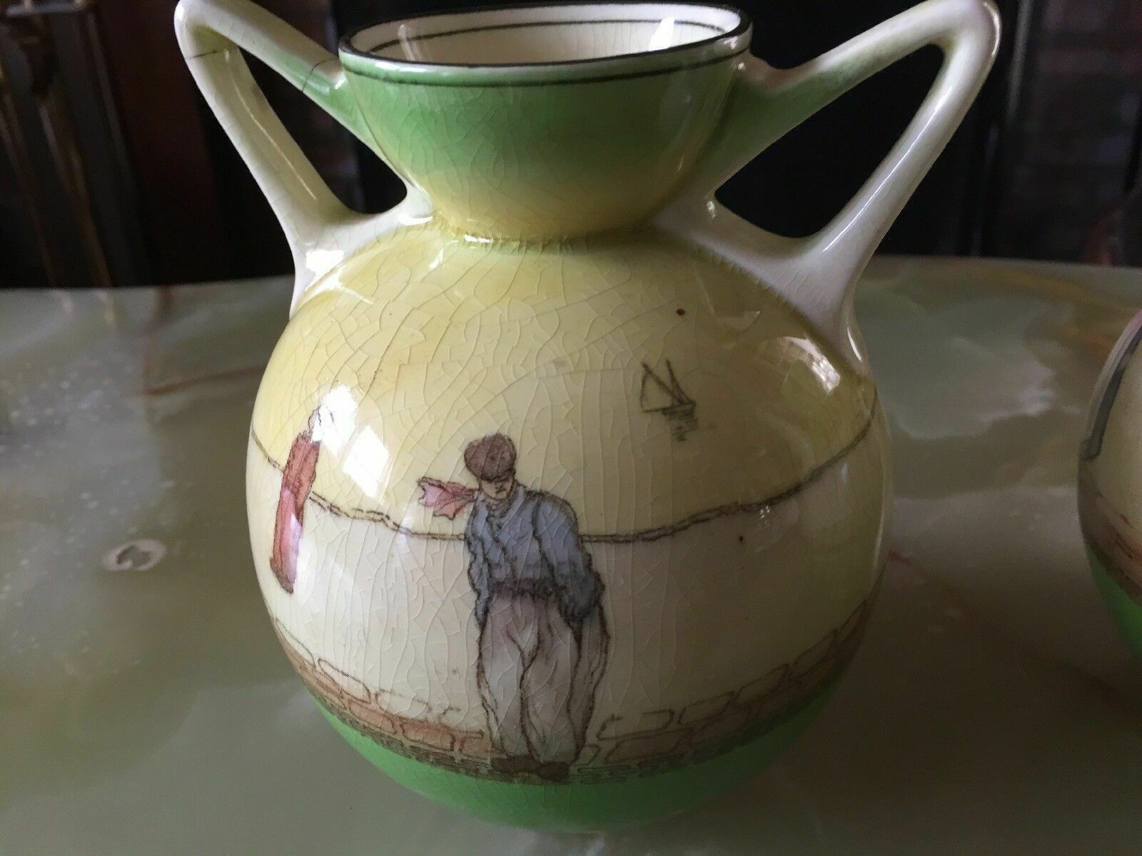 A Pair Of Antique Royal Doulton Harlem Vases. Tall C.1910 photo vinterior