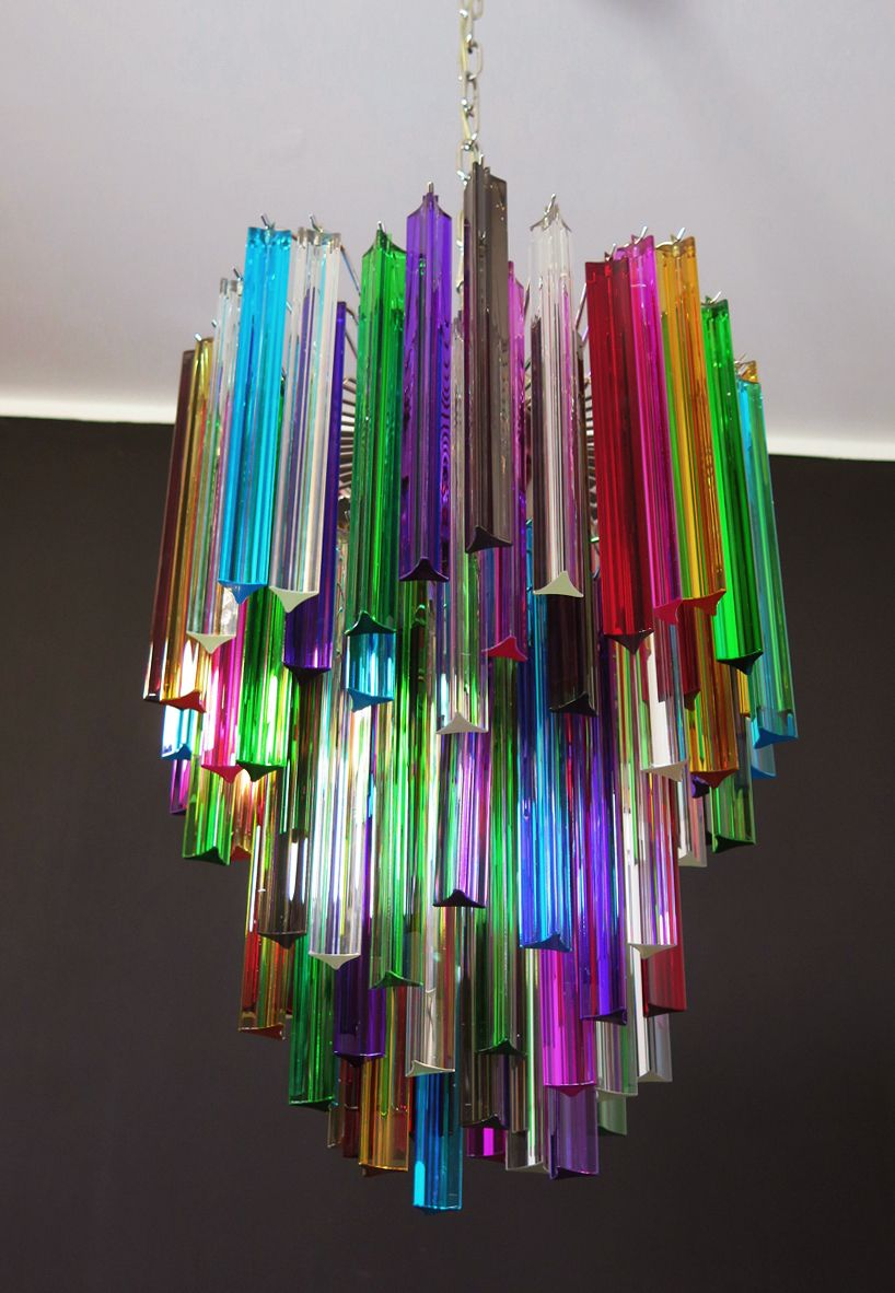 Murano Chandelier Triedri – 92 Prism   Multicolored Glasses
