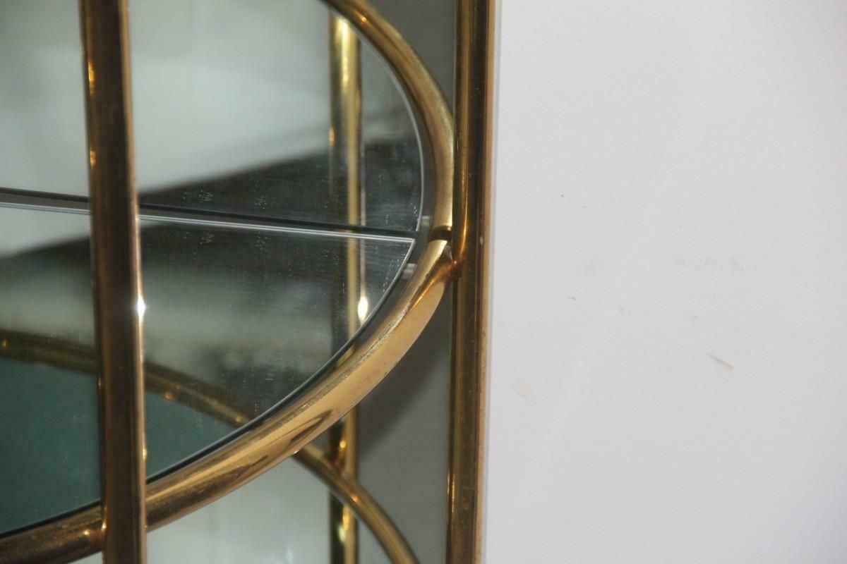 Bar Cabinet Convex Wall Solid Brass Pipes Mirrored Glass, Made In Italy, 1970 photo 5206.0