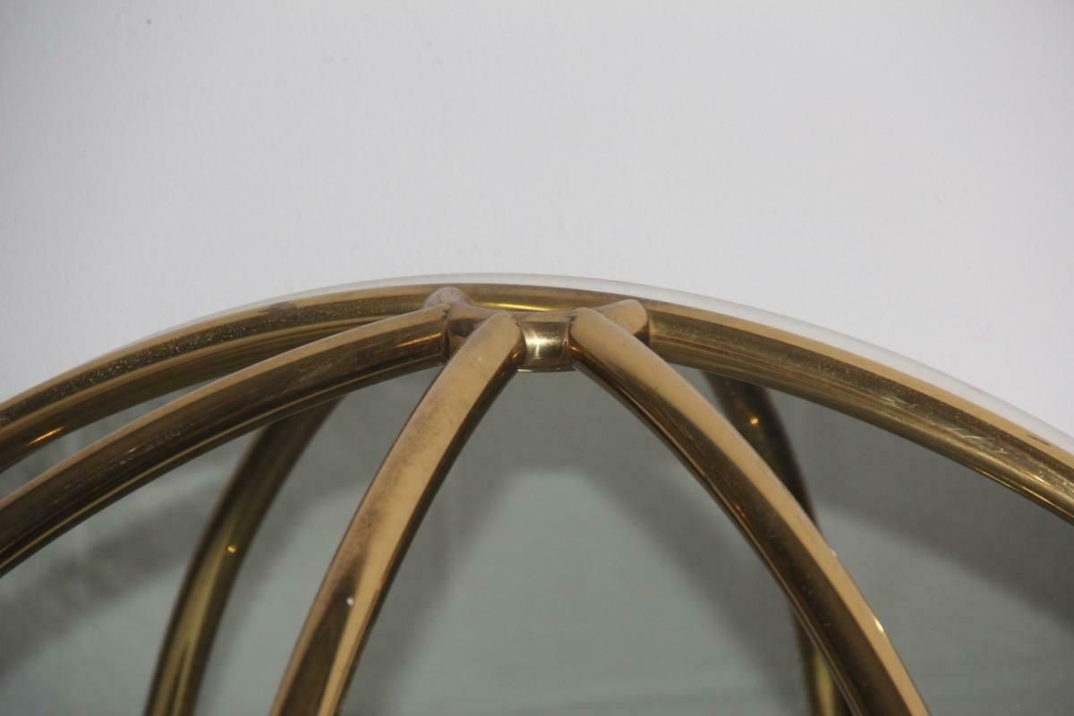 Bar Cabinet Convex Wall Solid Brass Pipes Mirrored Glass, Made In Italy, 1970 photo vinterior
