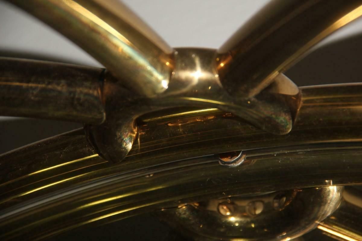 photo vinterior Bar Cabinet Convex Wall Solid Brass Pipes Mirrored Glass, Made In Italy, 1970