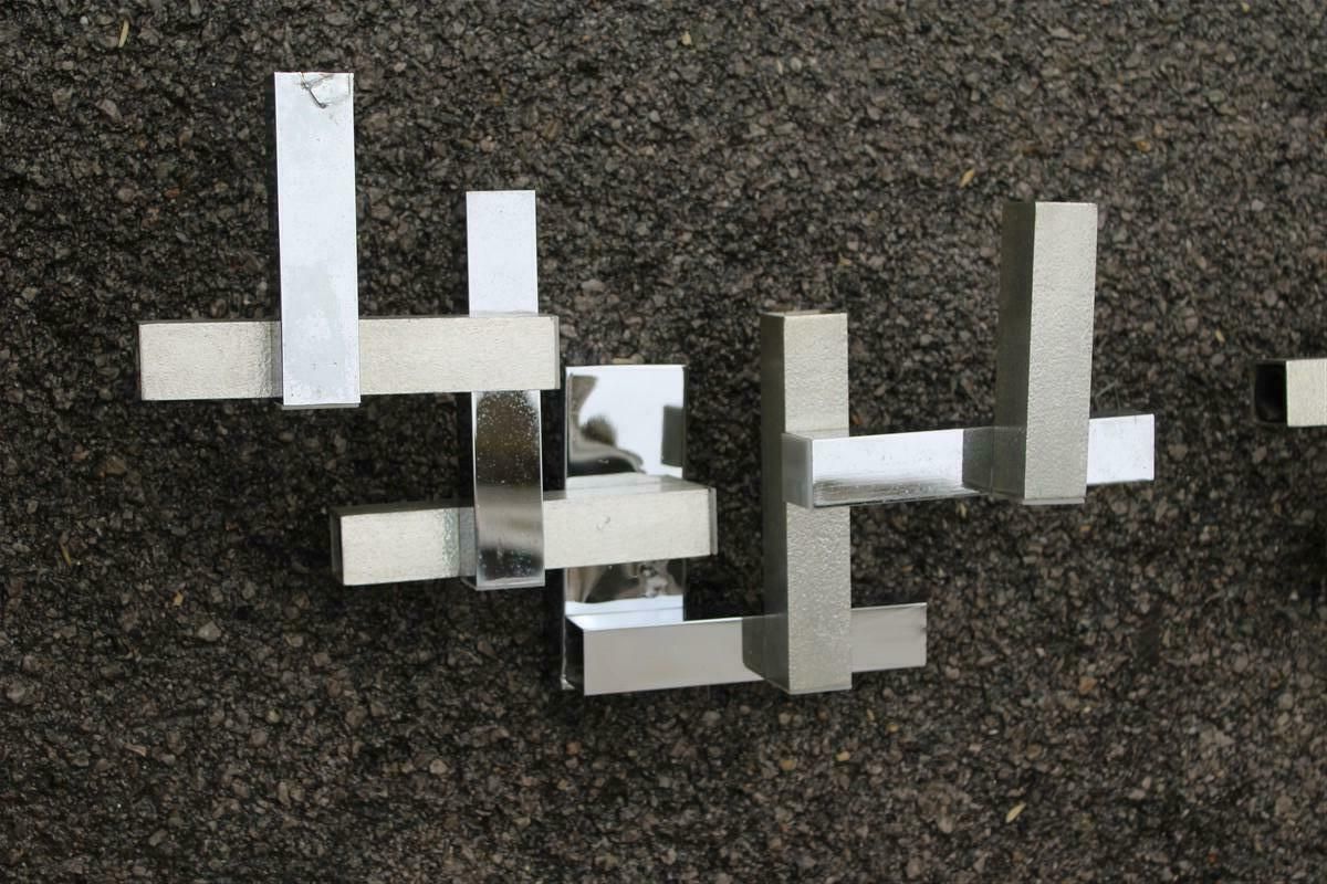 photo furniture Pair Of Sciolari Modernist Chromed Metal Wall Lamps 1970s Minimalist Design