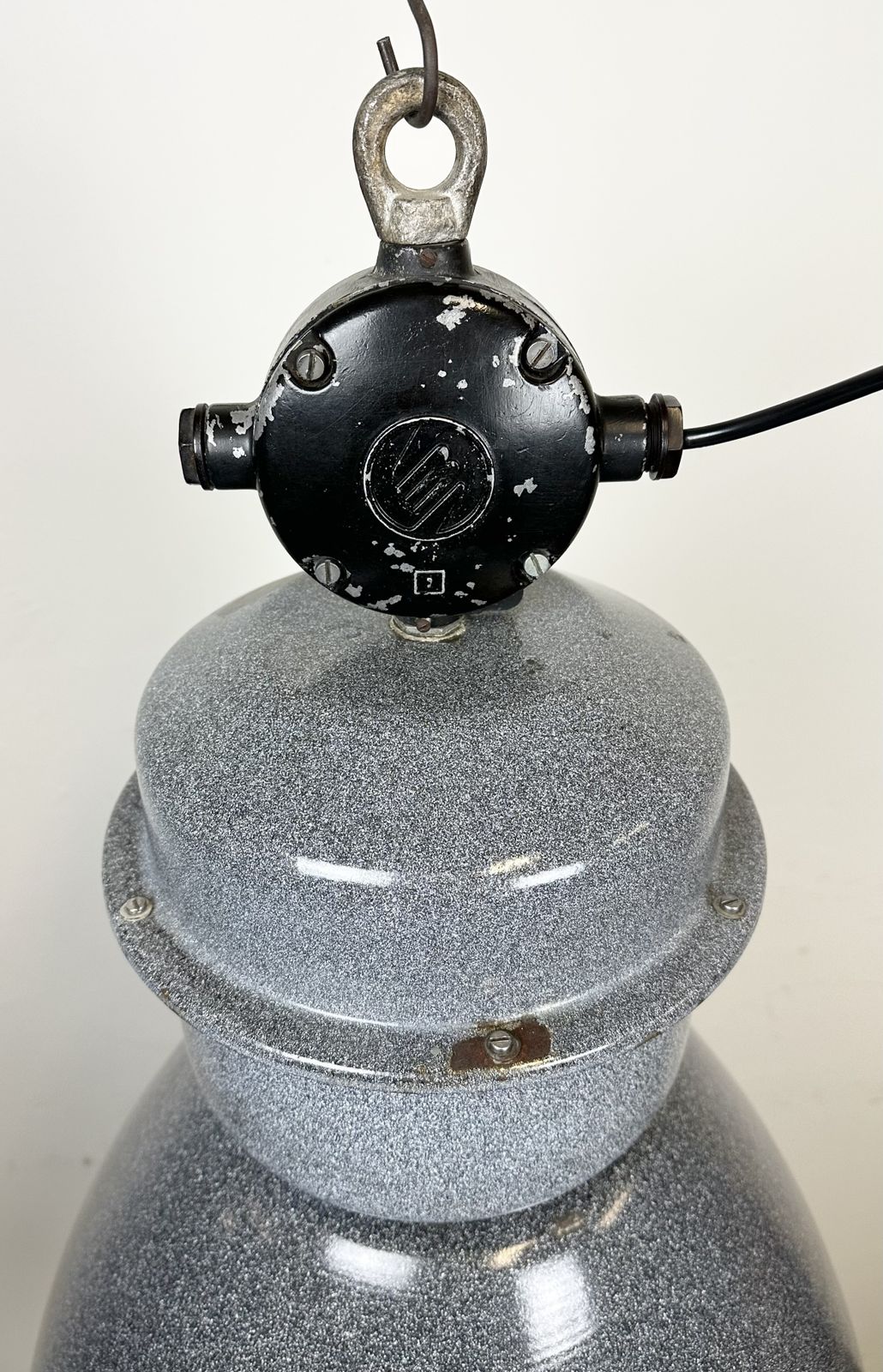 Large Grey Enamel Industrial Factory Lamp From Elektrosvit, 1960s photo for sale