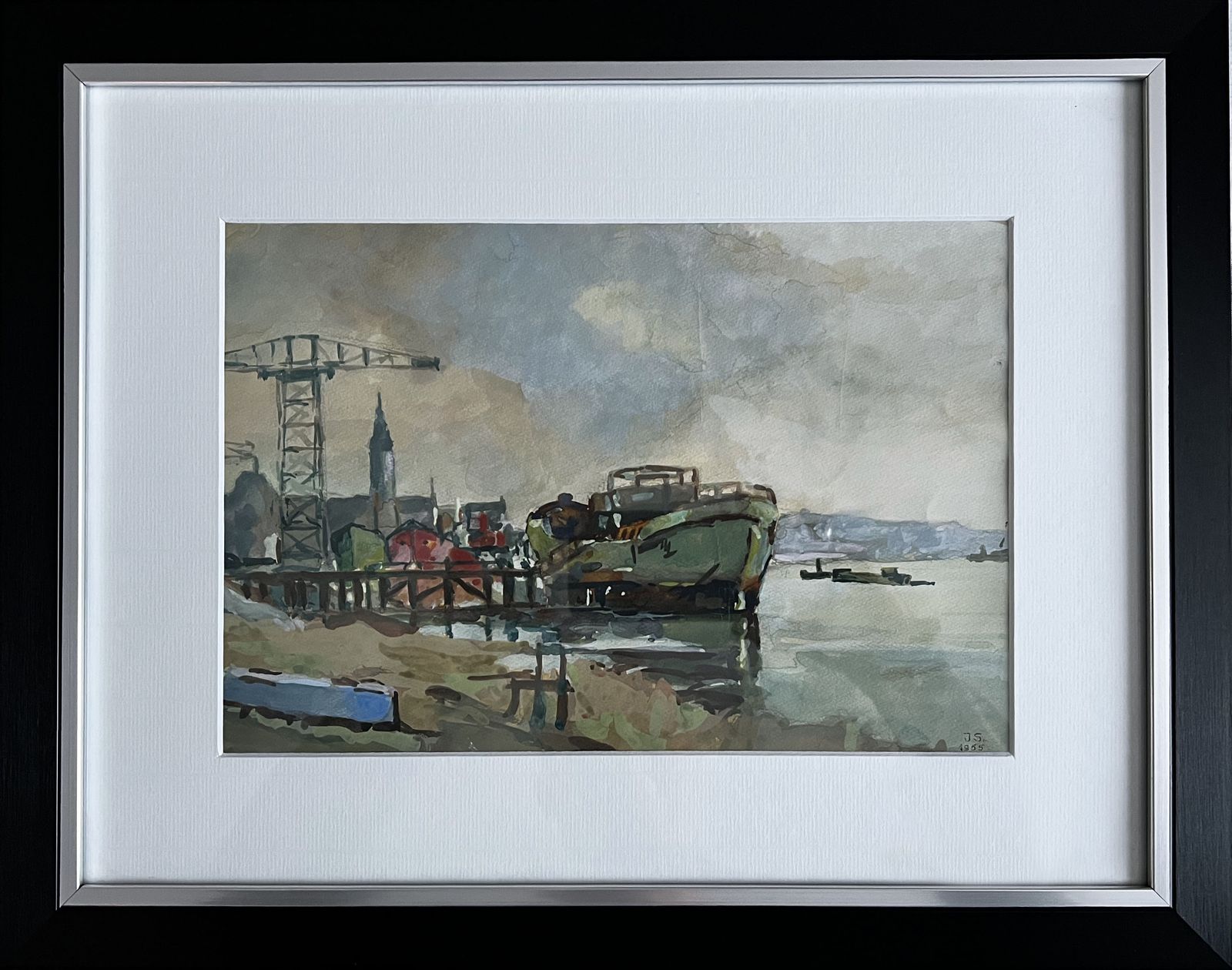 "Le Petit Port", Fijne Gouache Op Papier photo furniture