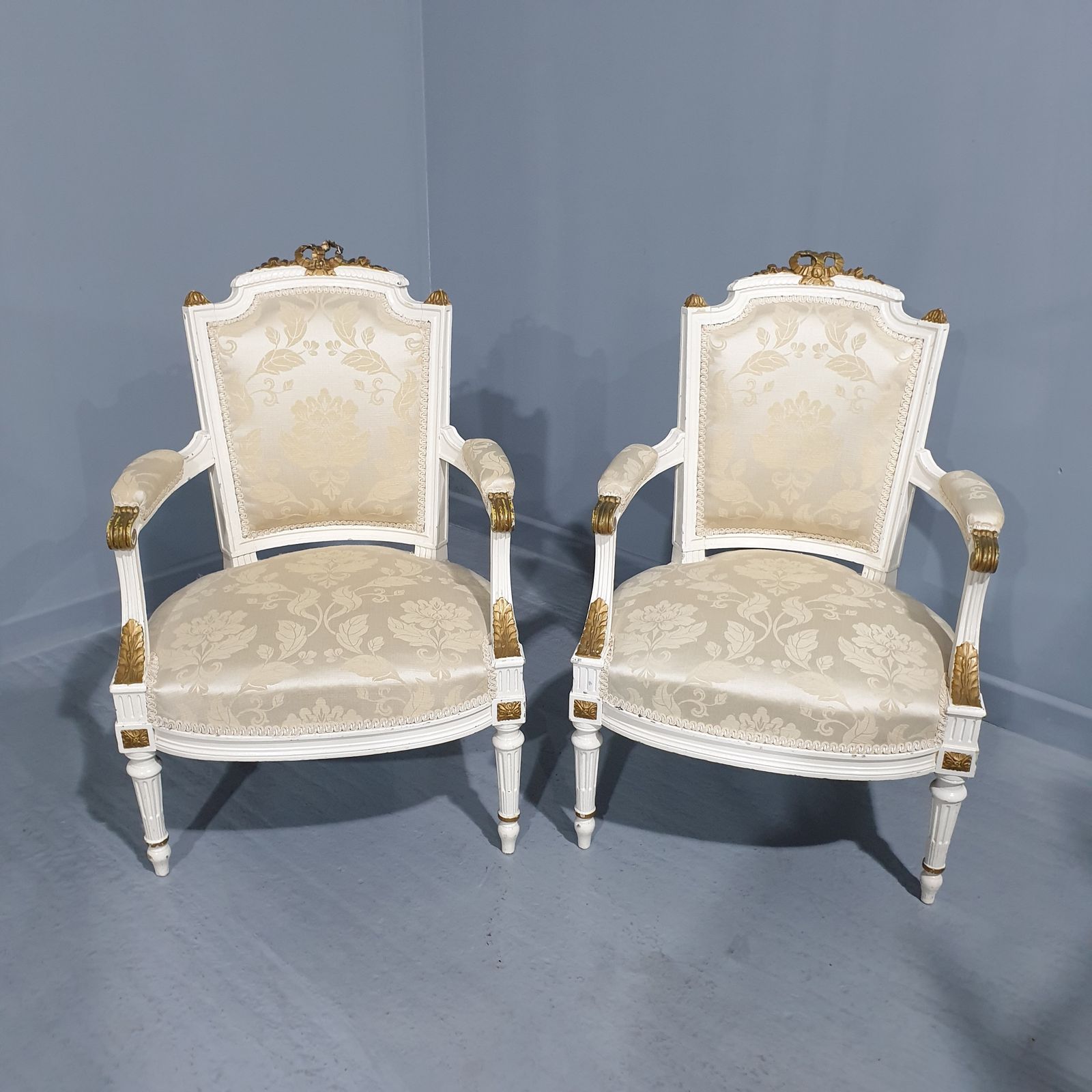 Pair French Painted French Armchairs photo buy