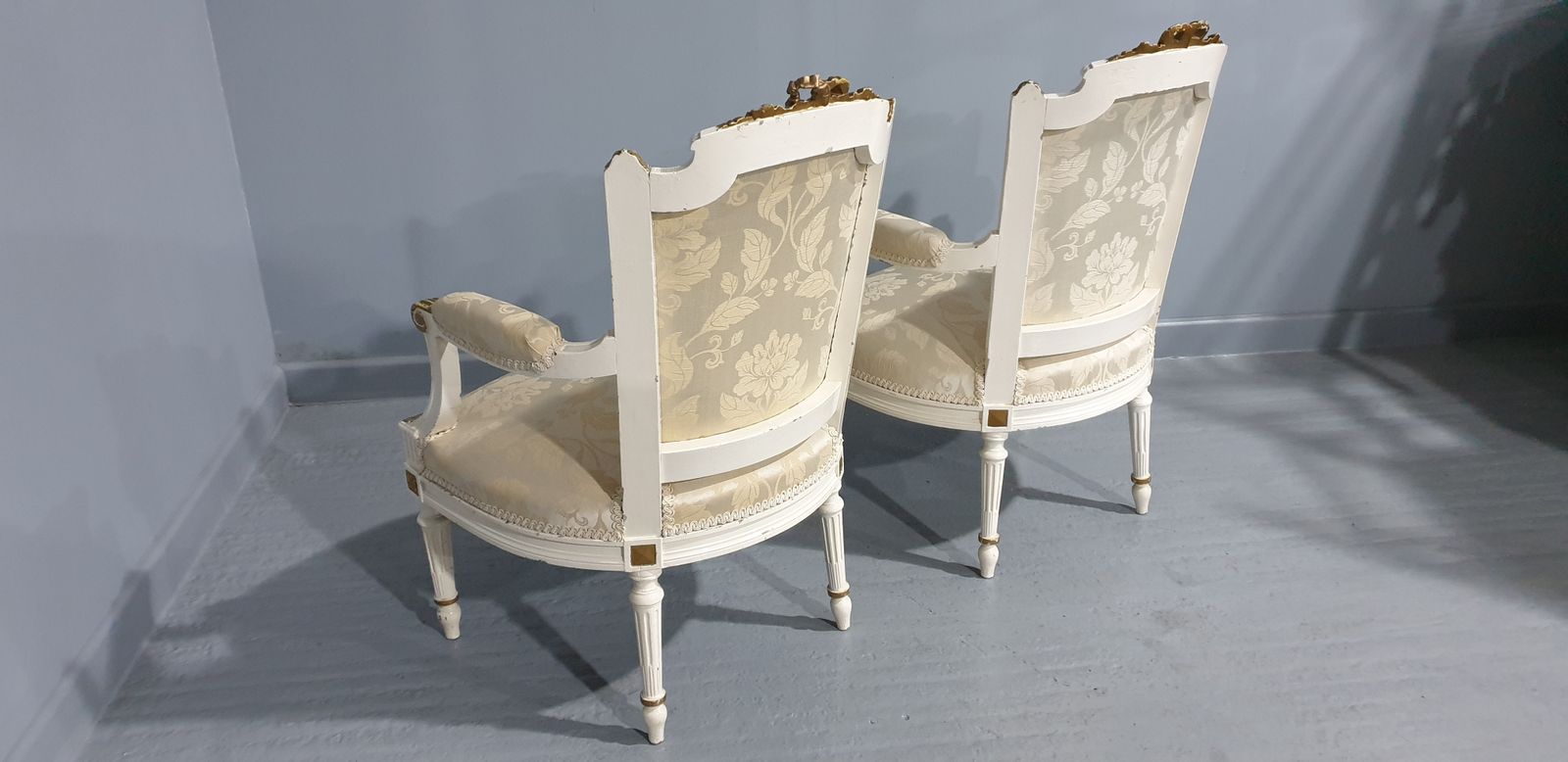 photo furniture Pair French Painted French Armchairs