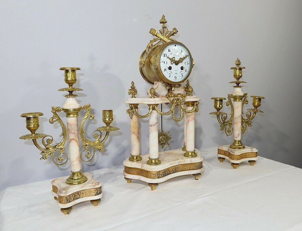 Marble And Bronze Fireplace Set, Louis XVI – 19th Style photo furniture