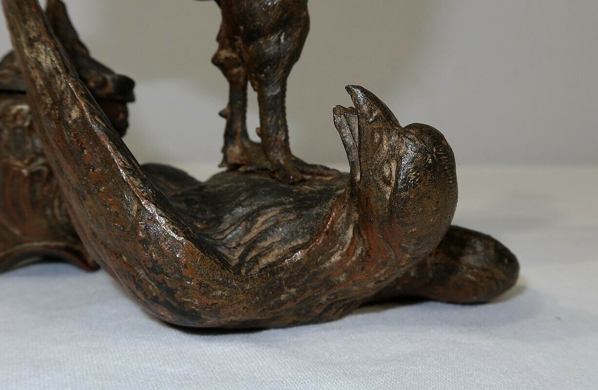 968.2 Inkwell In Patinated Spelter “Le Coq Patriotique” – Late 19th Century photo