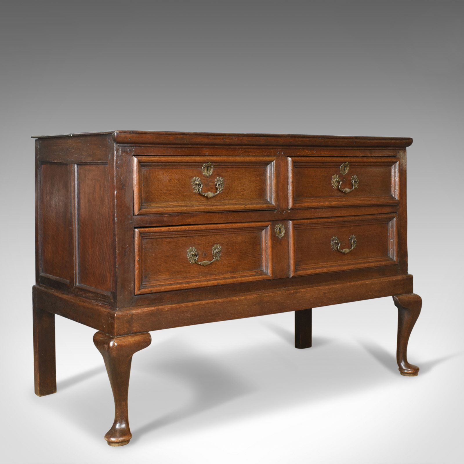 Antique Chest On Stand, English, Georgian, Oak, Chest Of Drawers, Circa 1720