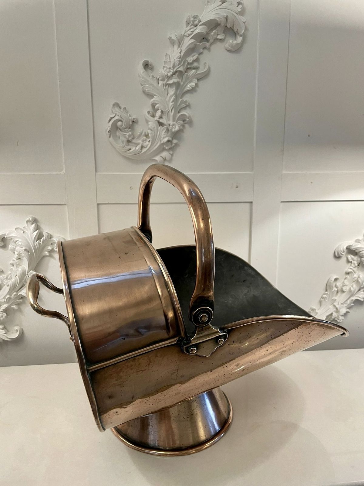 Antique George III Quality Copper Helmet Coal Scuttle