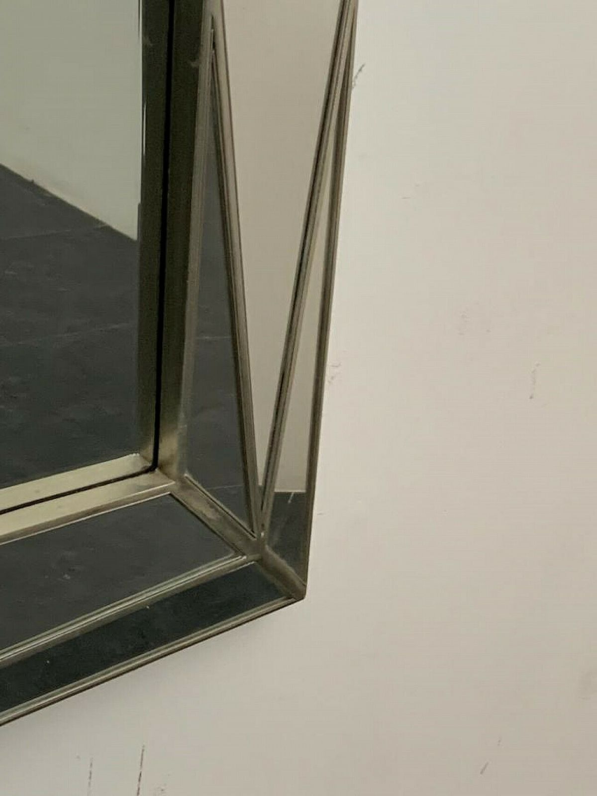 photo buy Silver Plated Wooden Mirror In Cubist Style By Serge Roche, 1970s