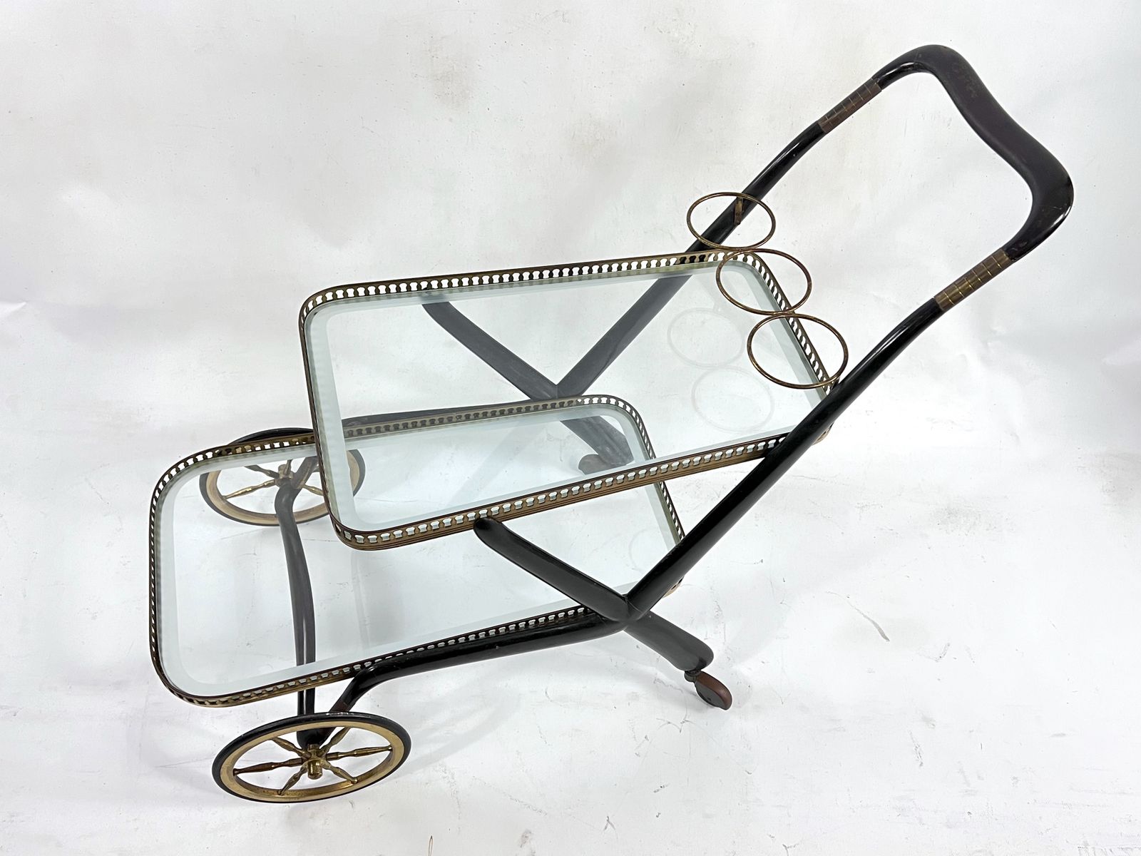 Rare Mid Century Cesare Lacca Serving Bar Cart. Italy 1950s photo vinterior