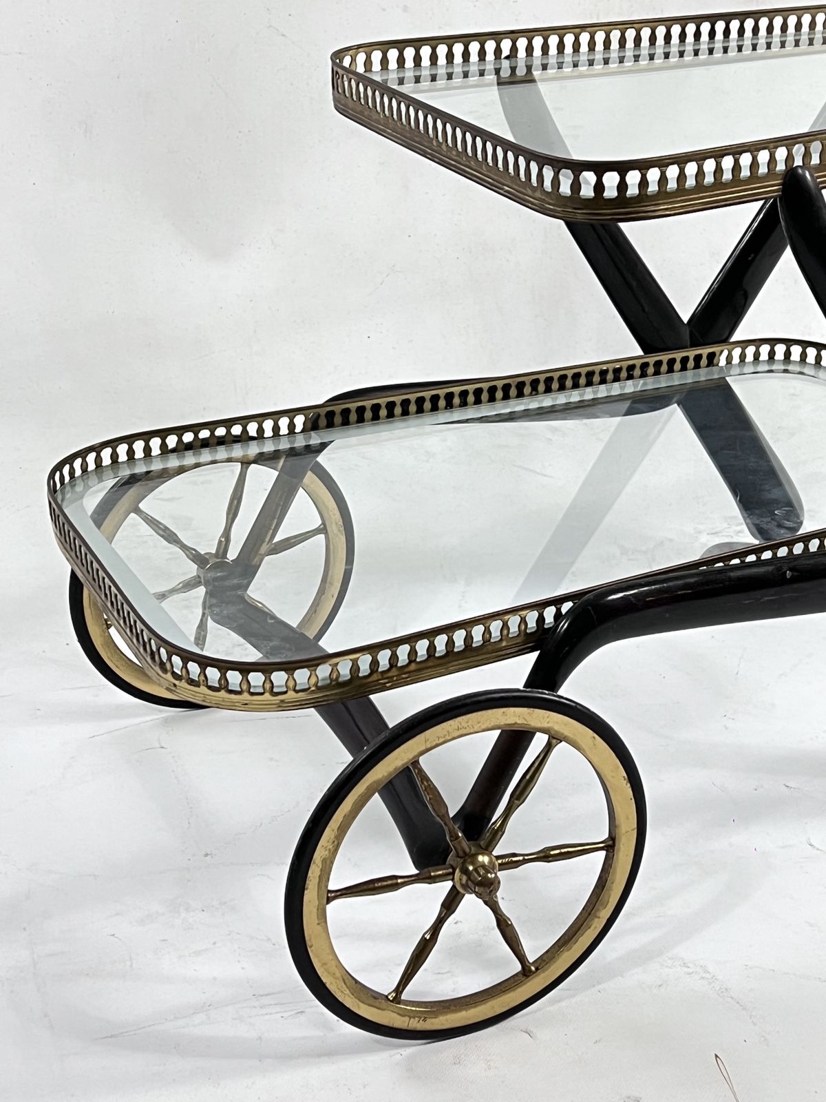 photo for sale Rare Mid Century Cesare Lacca Serving Bar Cart. Italy 1950s