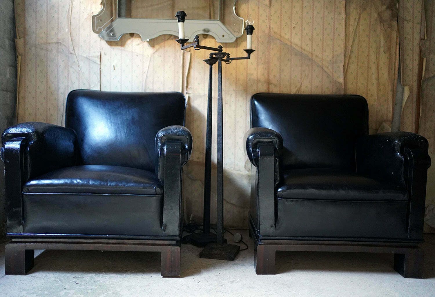 A Good Pair Of French Art Deco Period Leather Club Armchairs C.1930 photo for sale