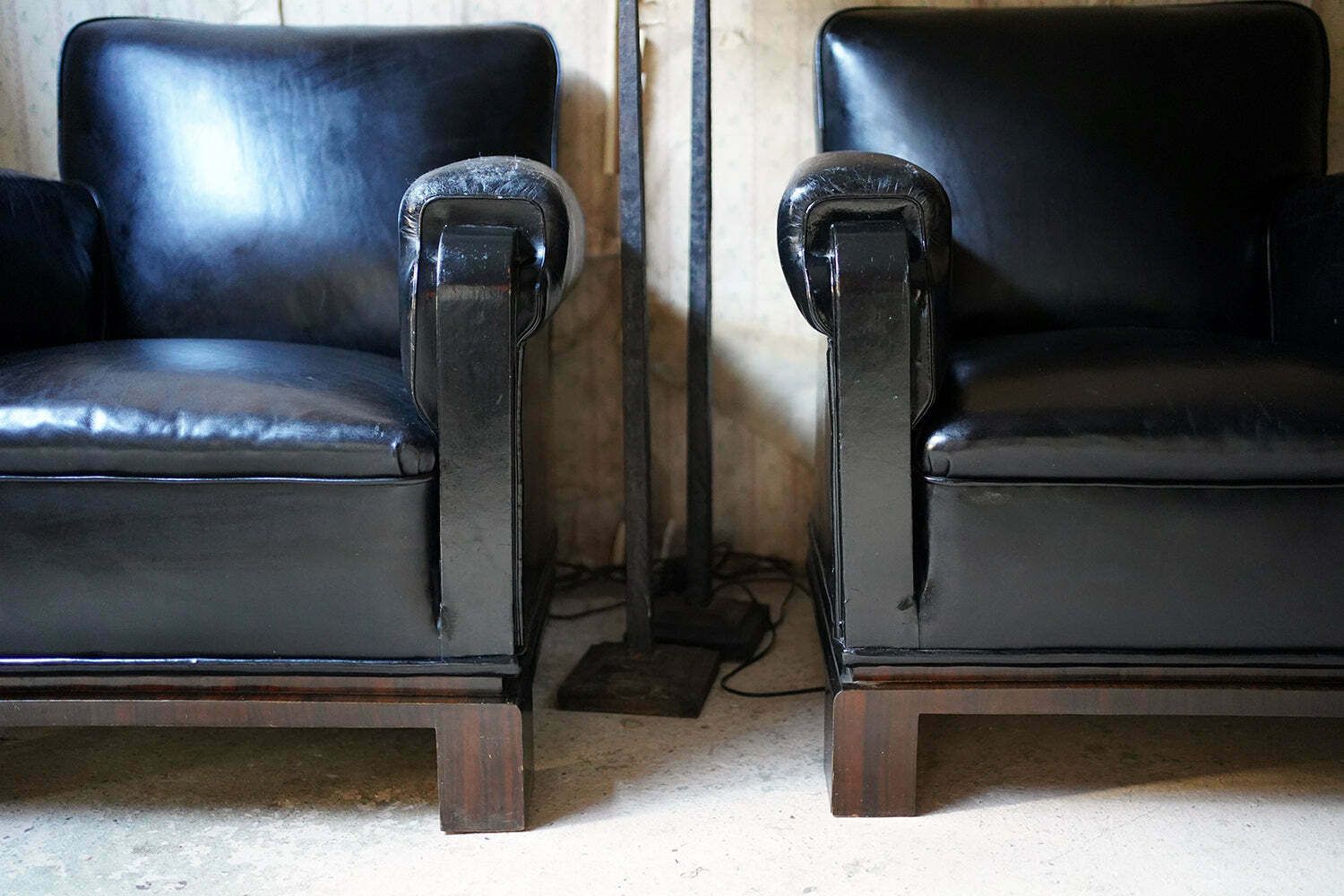 A Good Pair Of French Art Deco Period Leather Club Armchairs C.1930 photo Furniture