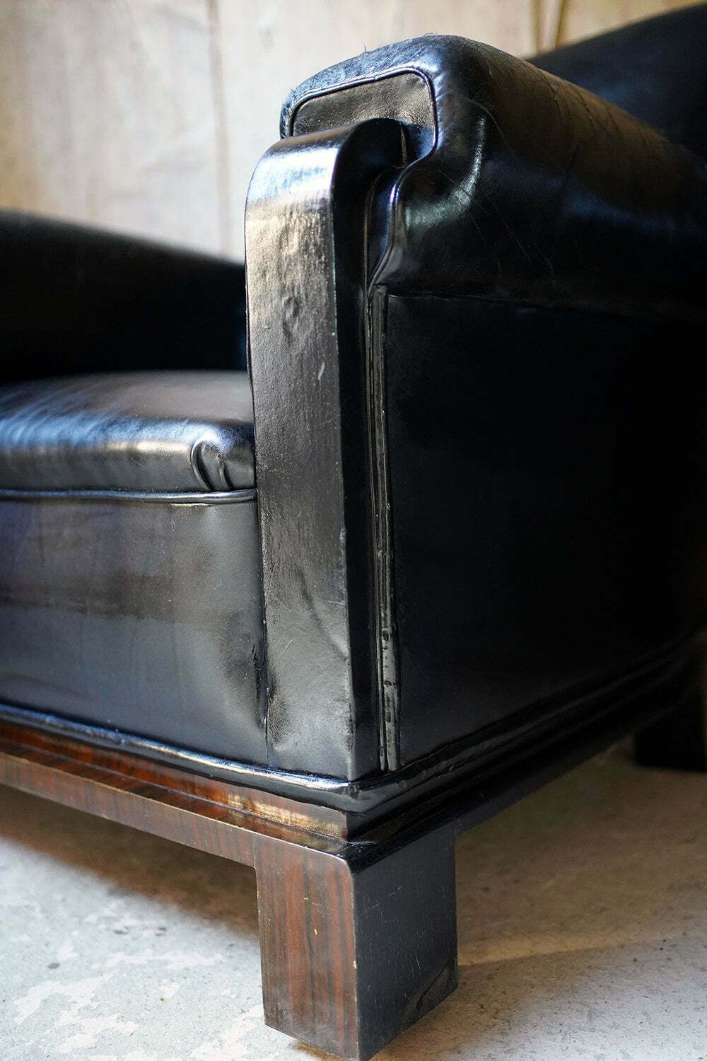 photo for sale A Good Pair Of French Art Deco Period Leather Club Armchairs C.1930