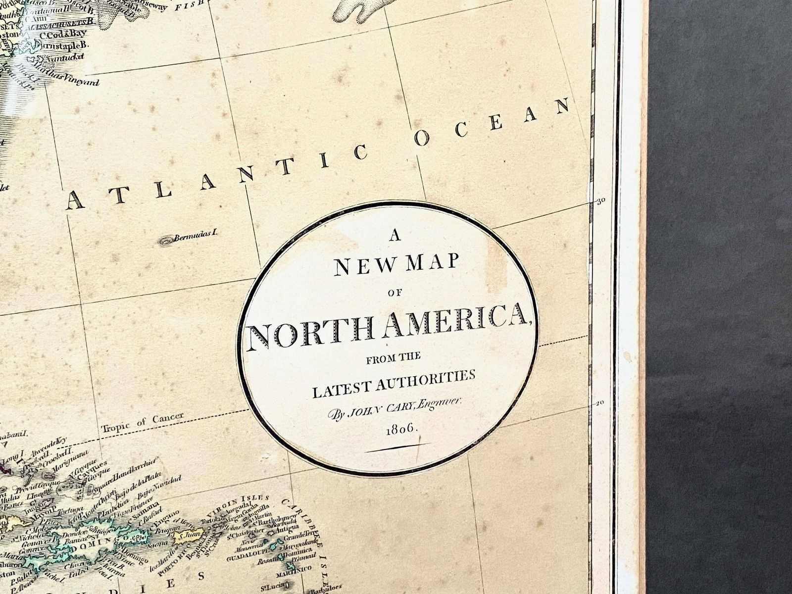 Large Antique Framed Early Map Of North America   J Cary 1806   Canada USA photo for sale
