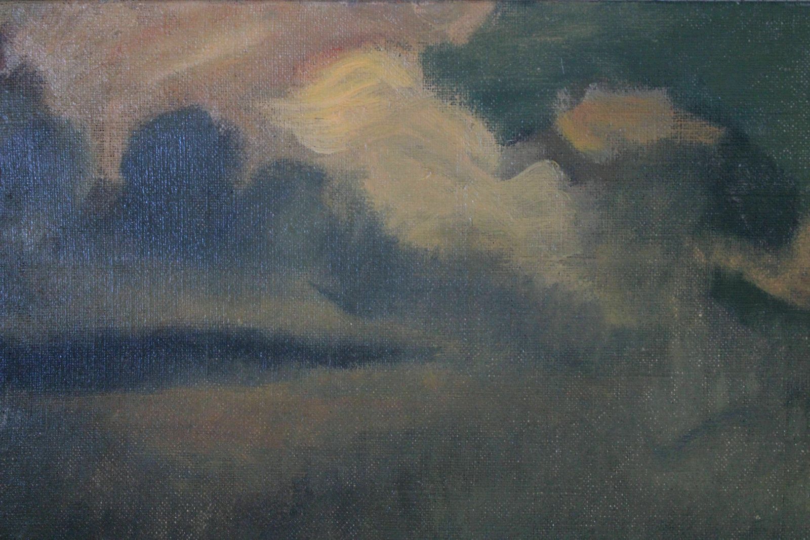 photo furniture Jekabs Bine Afternoon. Workers With Tractor By The River. Oil On Canvas