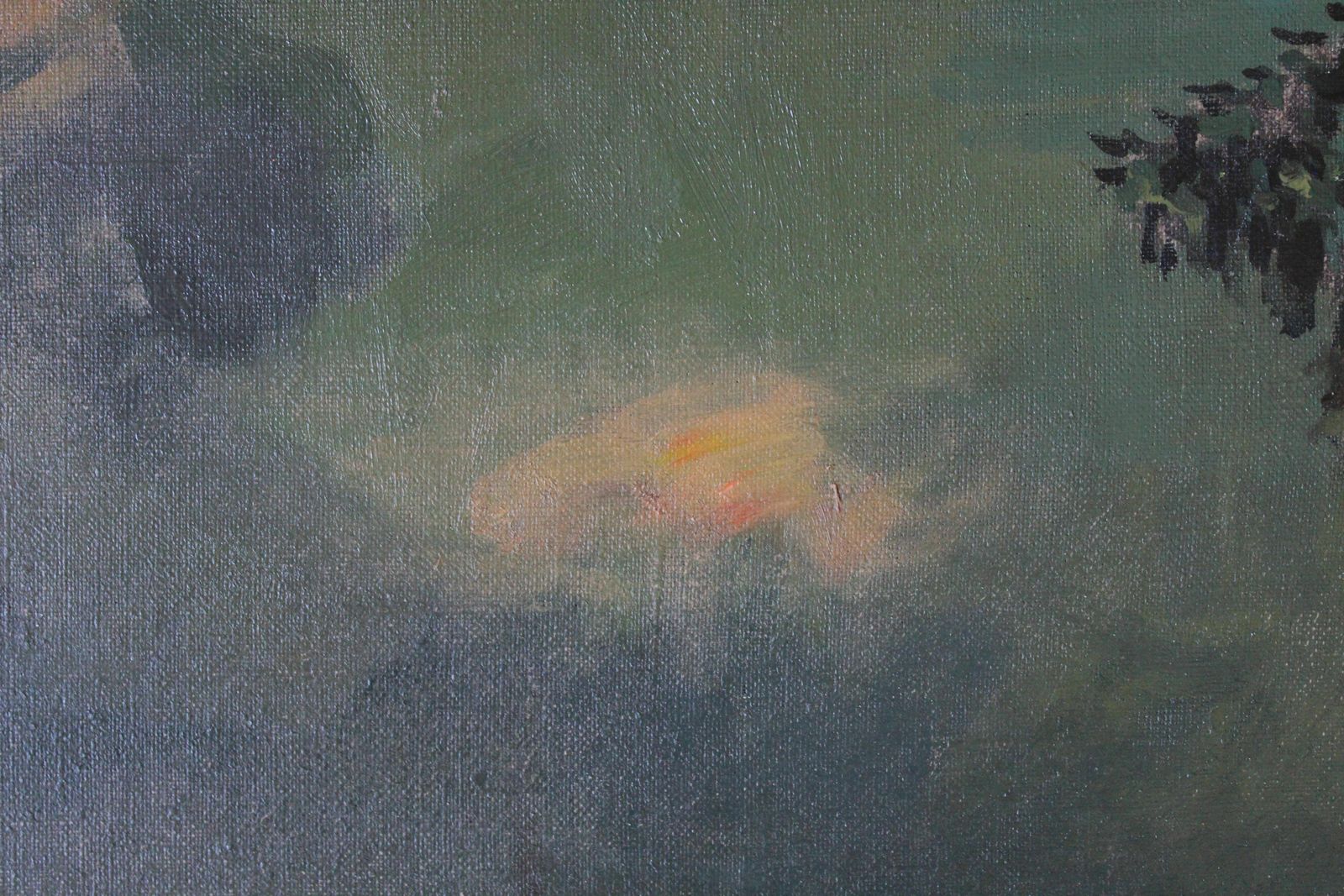 Art Jekabs Bine Afternoon. Workers With Tractor By The River. Oil On Canvas photo
