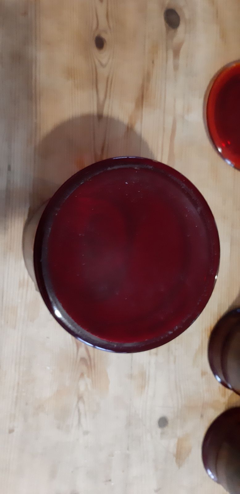 3 Red Glass Medicine Jars, 1970s photo furniture