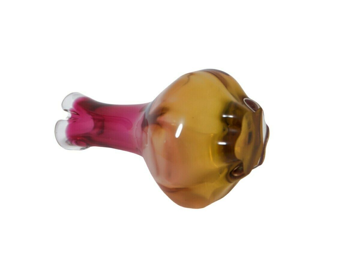 Chribska Bohemian Art Glass Vase Pink And Ochre 1960’s photo vintage