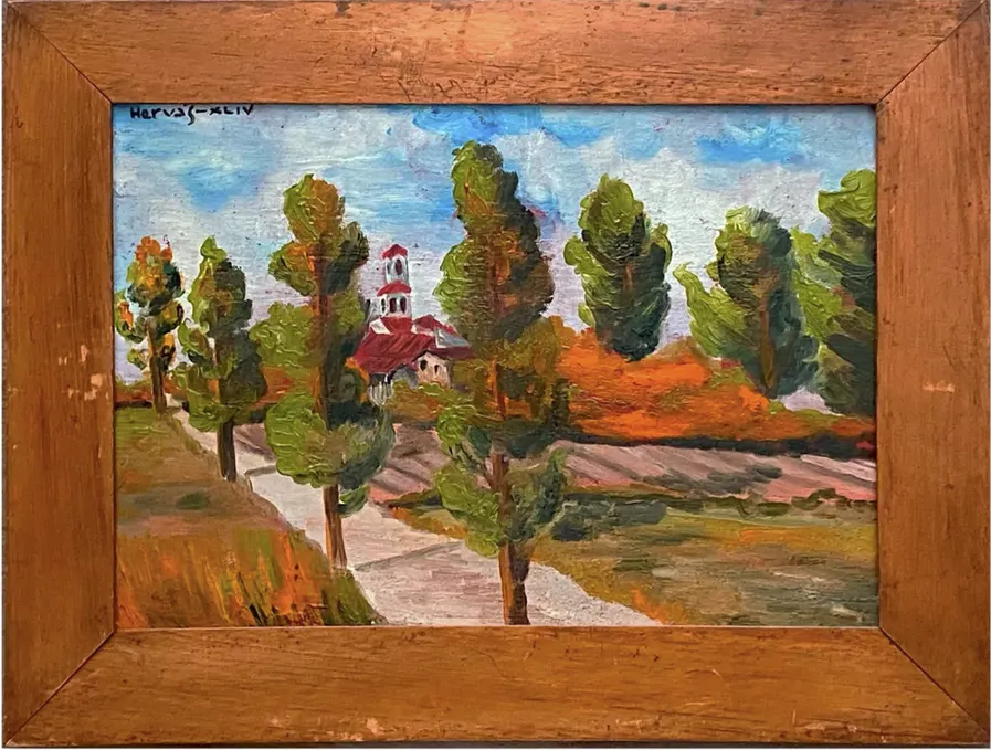 "Hervas, Spanish Village" Oil On Wood Panel