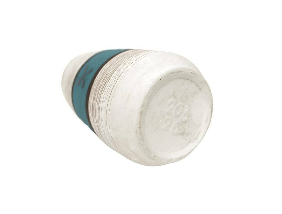 West German African Style Vase With Blue Stripe And Crosses Design, 1960’s photo vintage