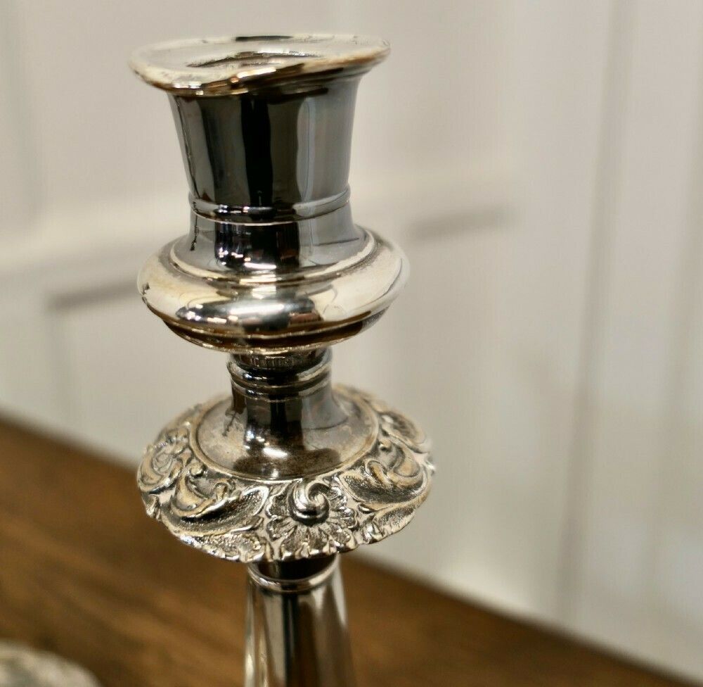 A Pair Of 19th Century Silver Plated Candle Sticks photo 594.0