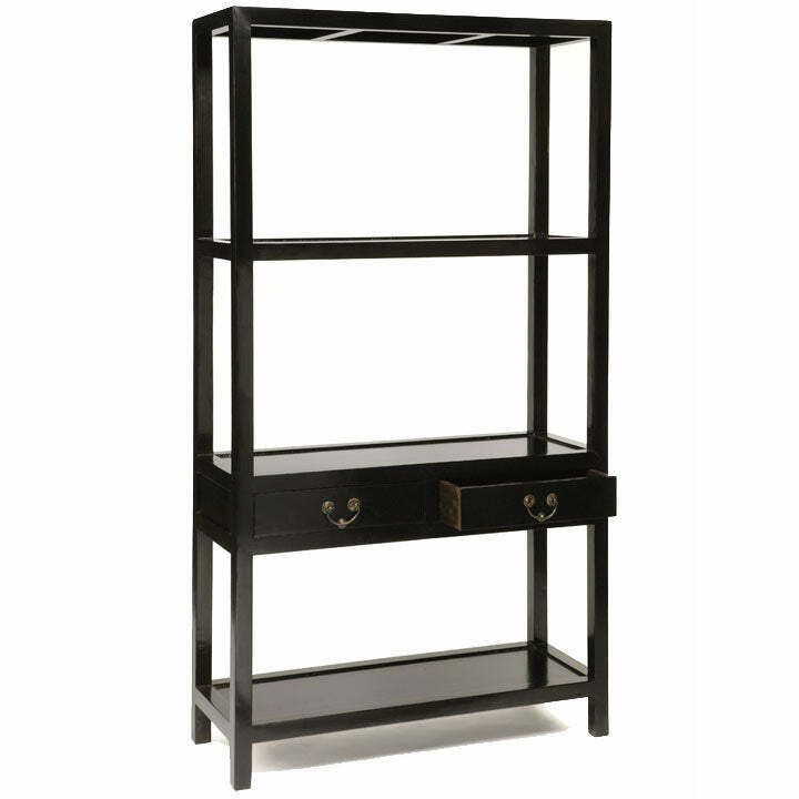 Ming Bookshelf, Black Lacquer