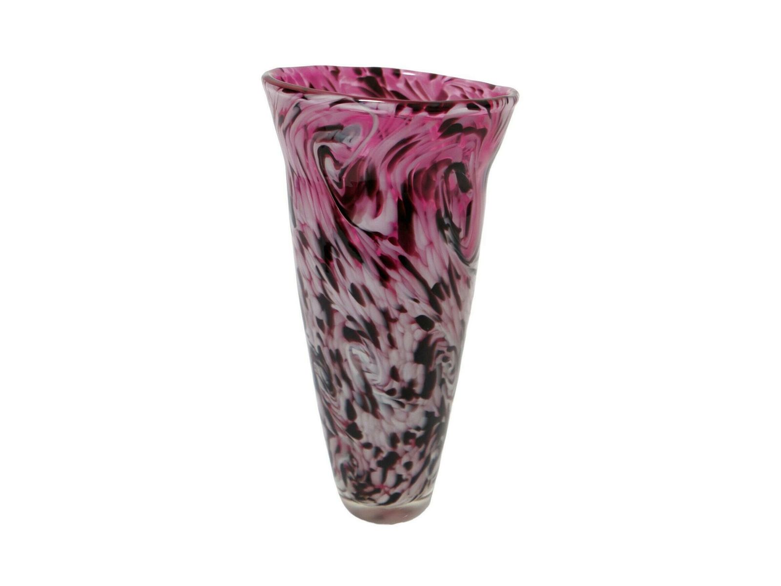 Vintage Tall Pink Swirl Art Glass Vase, 1960’s