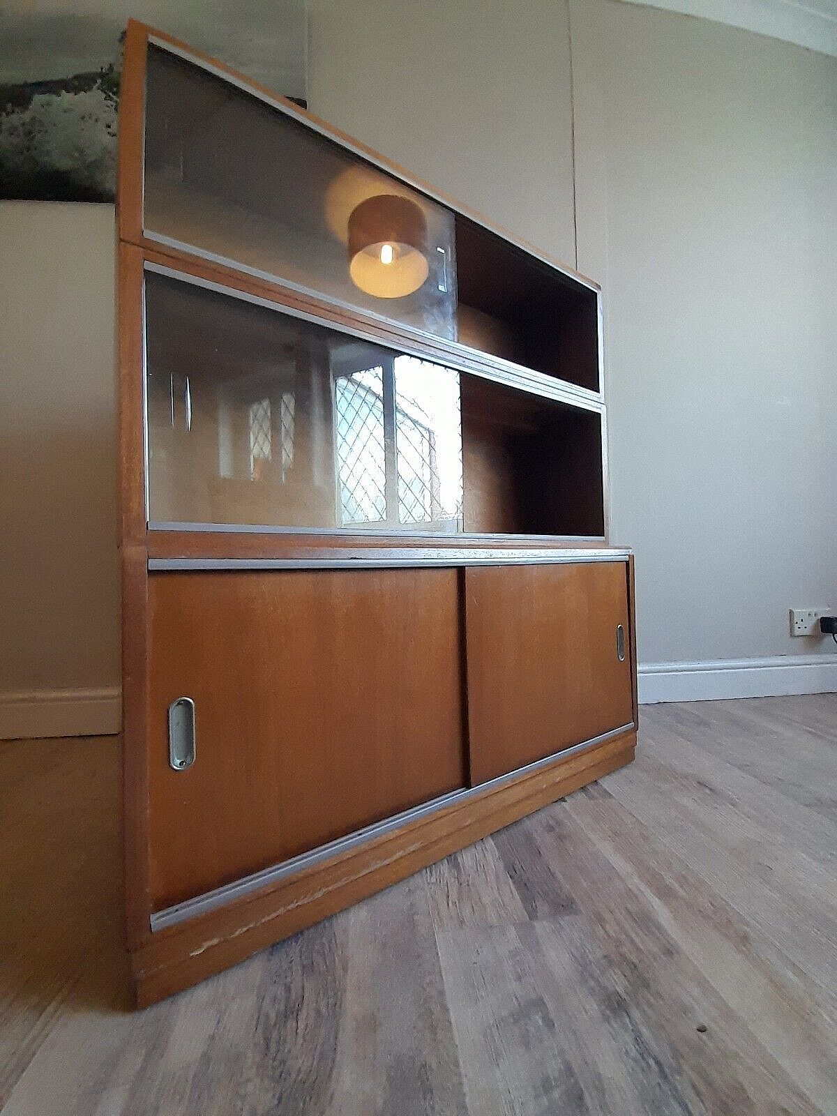 240.0 Fabulous 1960's Simplex Mid Century Library Bookcase Drinks  Display Cabinet photo