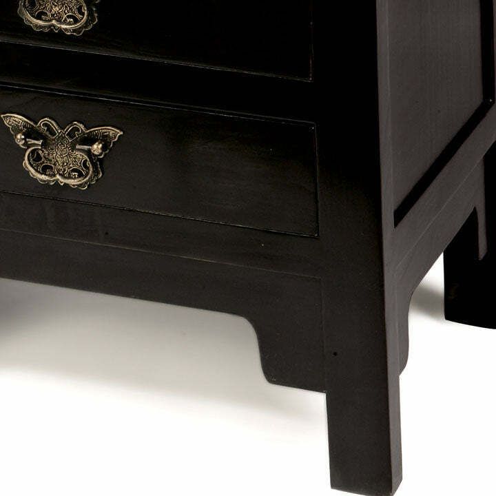 Chinese Butterfly Drawers, Black Lacquer photo for sale