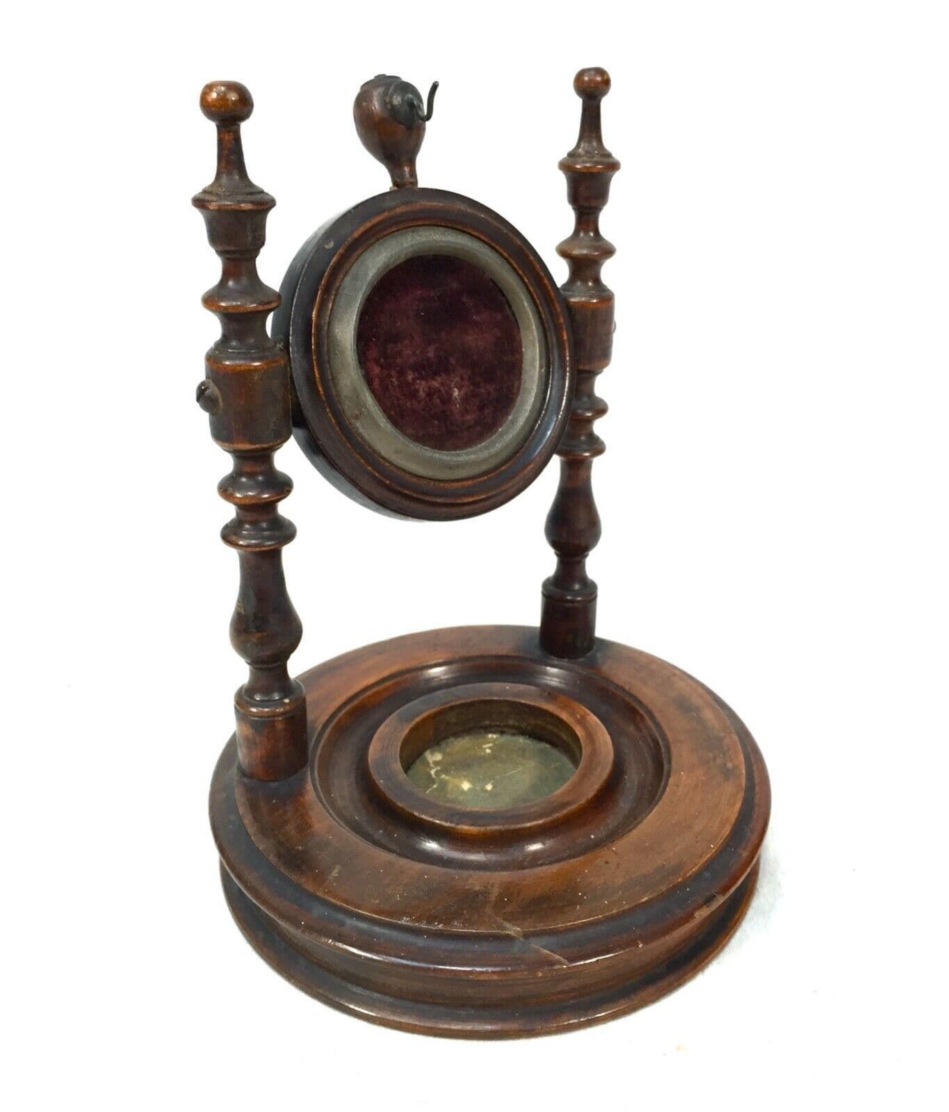 Victorian Wooden Mahogany Pocket Fob Watch Stand C.1850 Antique  Carved photo for sale