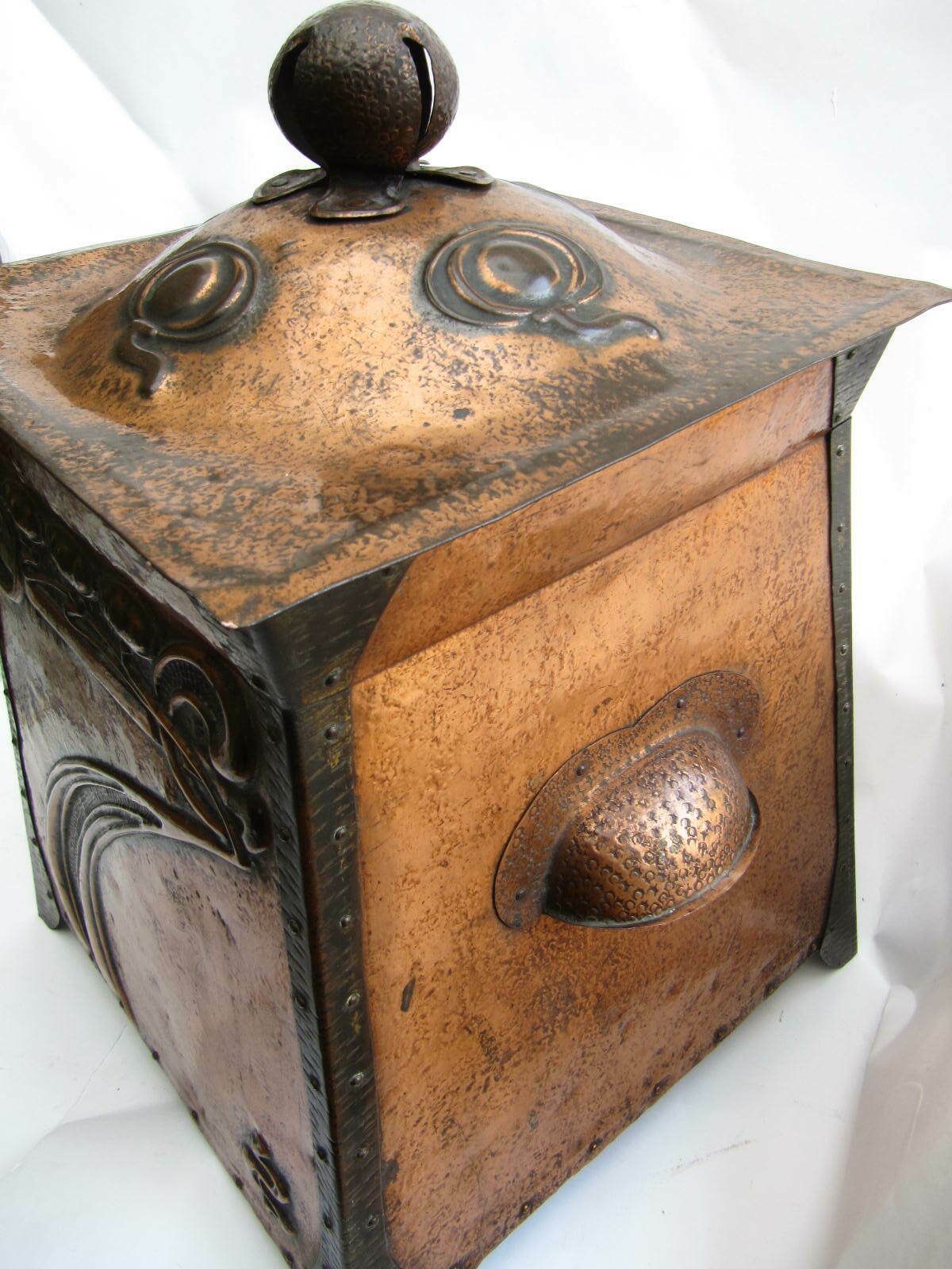 photo for sale Arts And Crafts Coal Or Log Box 1900s Exceptional Period Detail