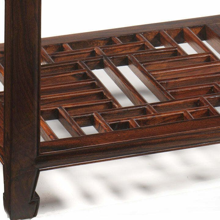 Carved Console Table, Warm Elm photo for sale