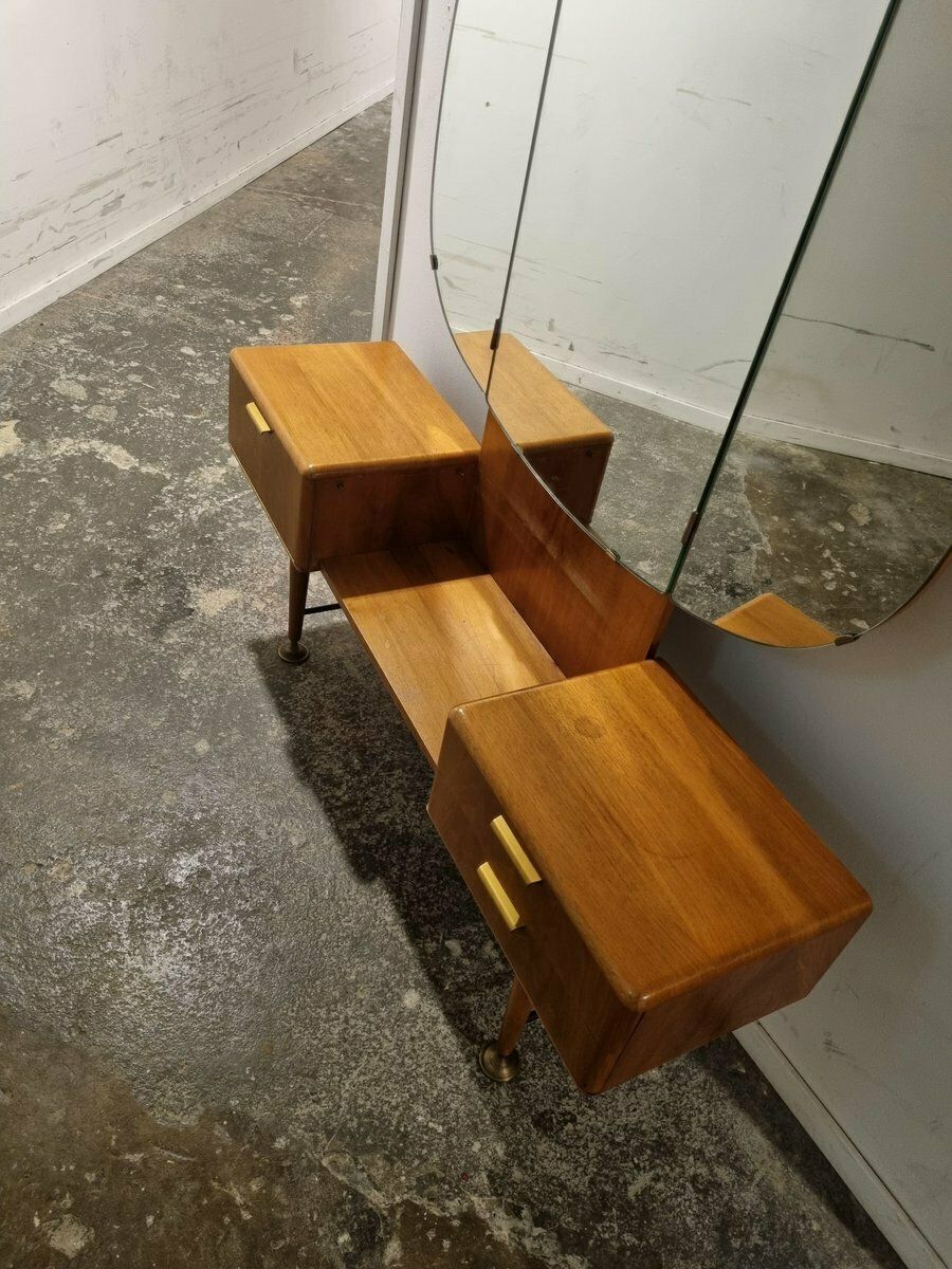Mid Century Art Deco Style Walnut & Brass Dressing Table By A.A. Patijn For Zijlstra Joure photo furniture