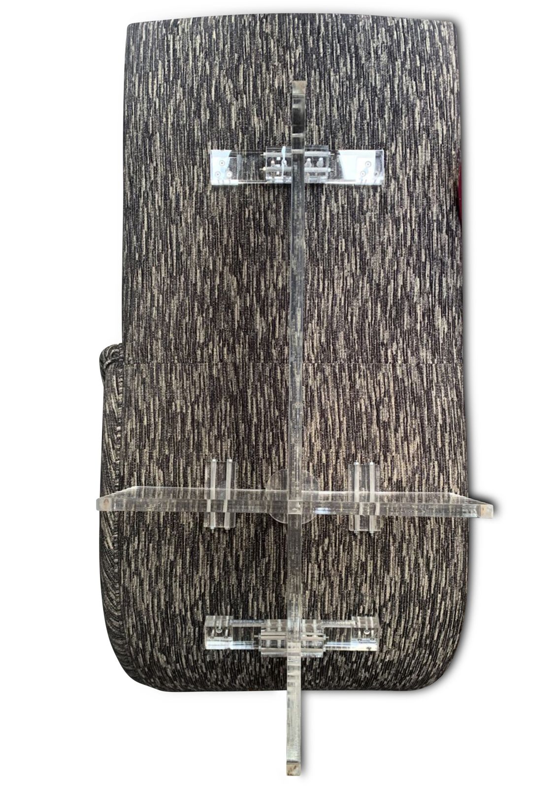 Vladimir Kagan Model 6910 Erica Chaise Brown Patterned Wool Chaise With Lucite Base Designed In 1969 Made In USA Ol photo 10026.0