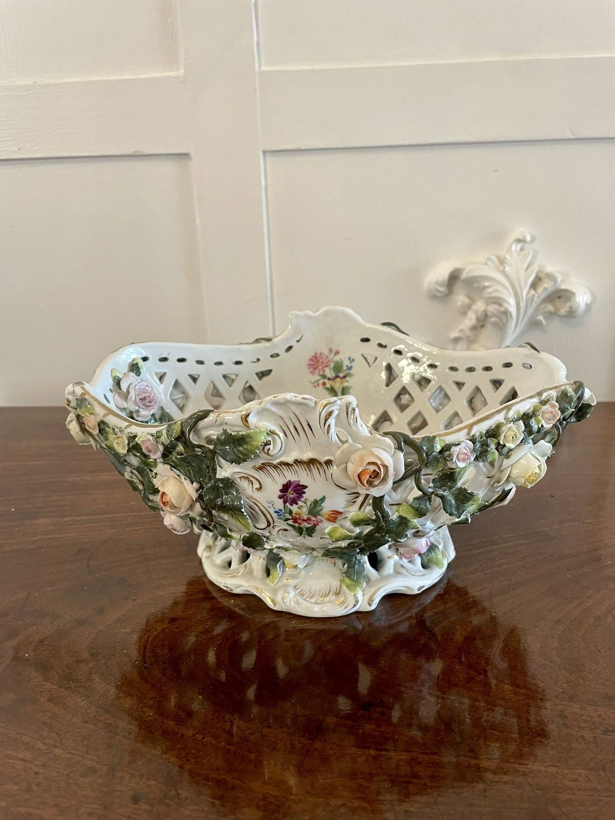 Antique 19th Century Meissen Style Work Basket Dish