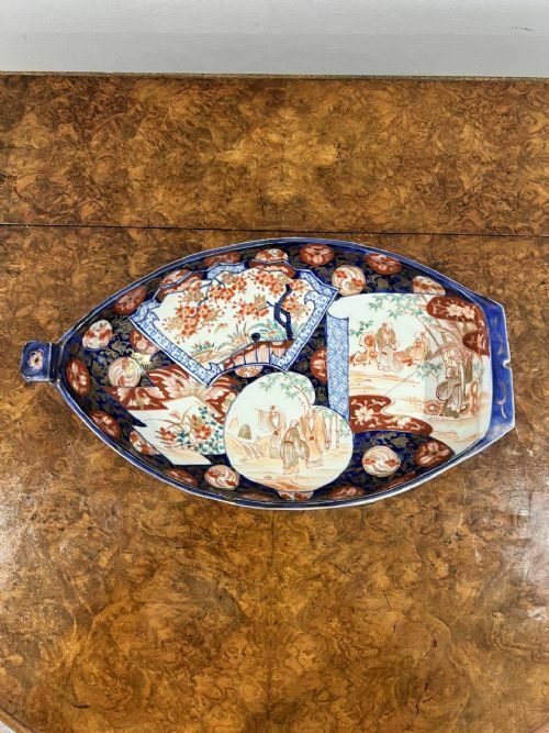 Unusual Antique Japanese Quality Imari Boat Shaped Dish photo 295.0