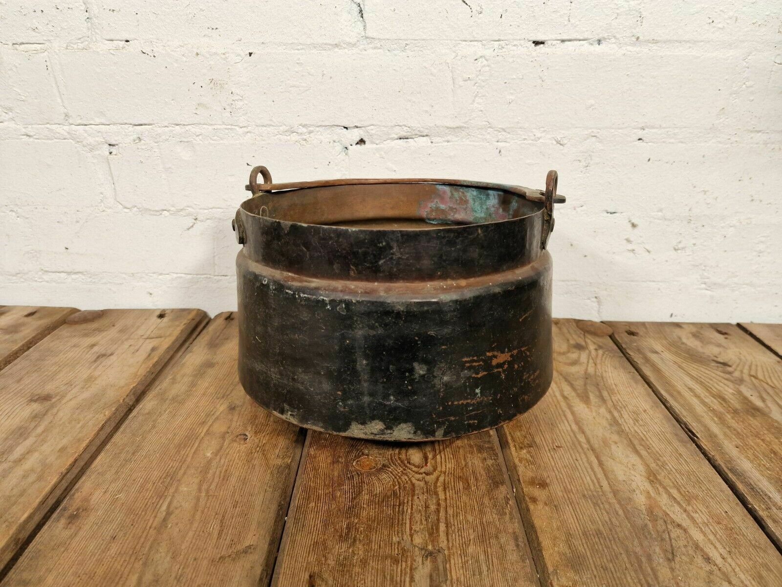 Vintage Antique French Hammered Copper Cooking Cauldron Gypsy Pot Garden Planter
