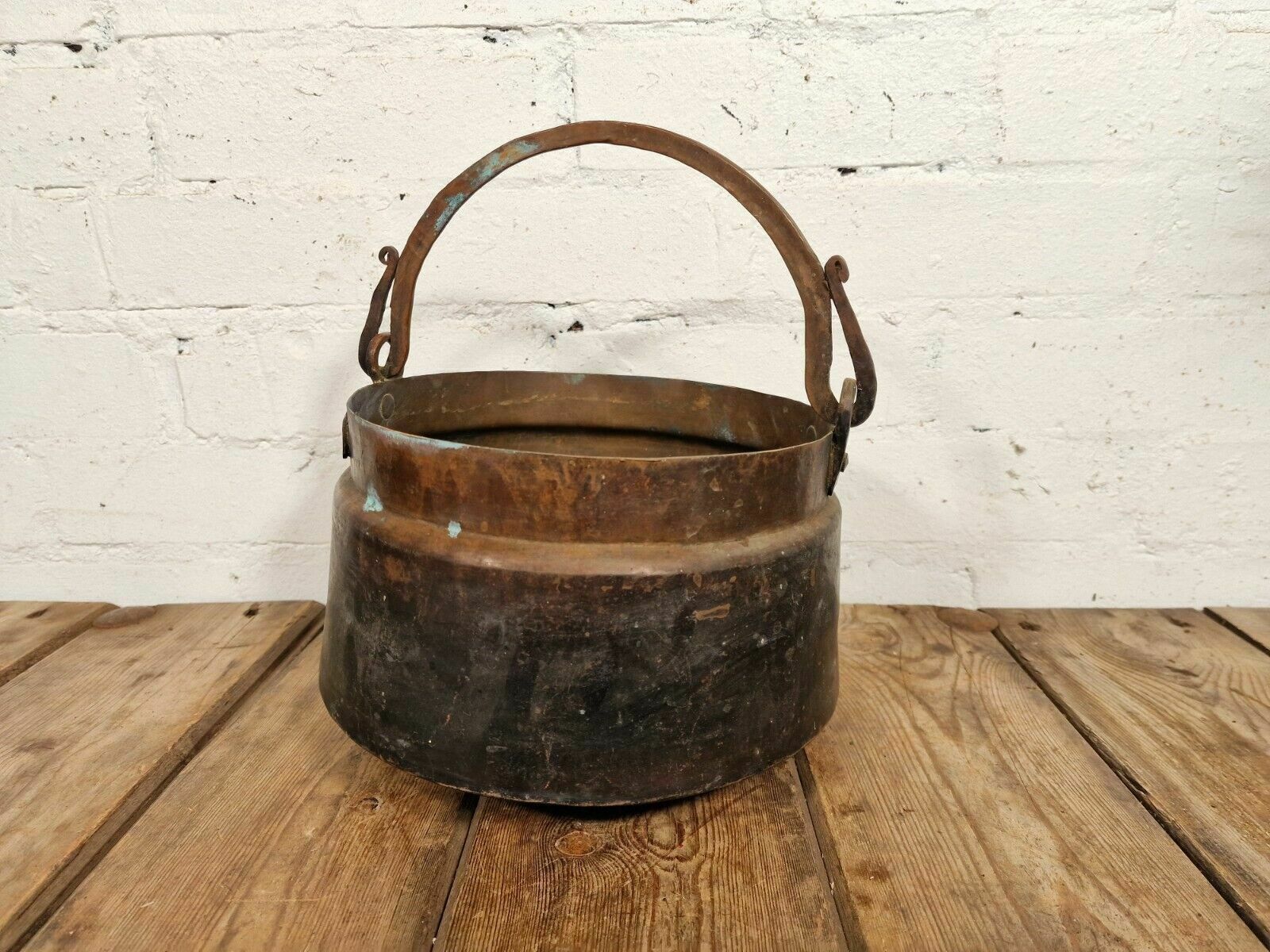 Vintage Antique French Hammered Copper Cooking Cauldron Gypsy Pot Garden Planter photo Garden Decor