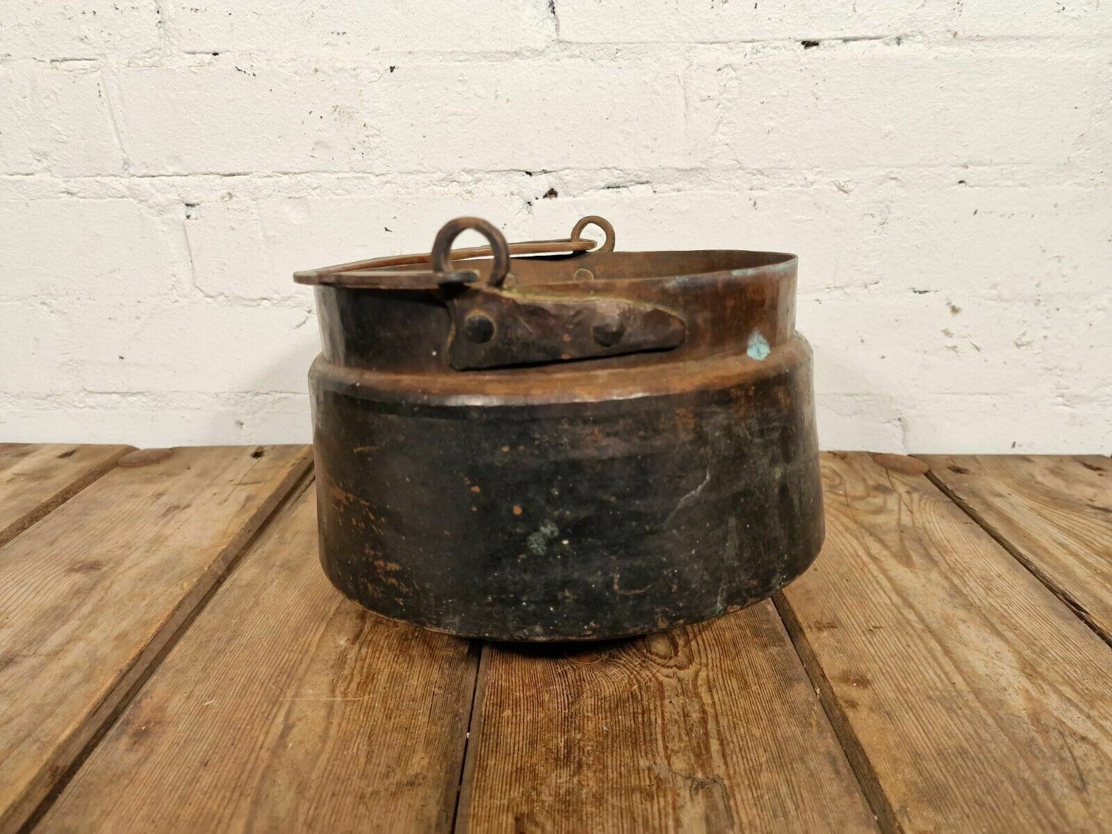 Vintage Antique French Hammered Copper Cooking Cauldron Gypsy Pot Garden Planter photo 88.0