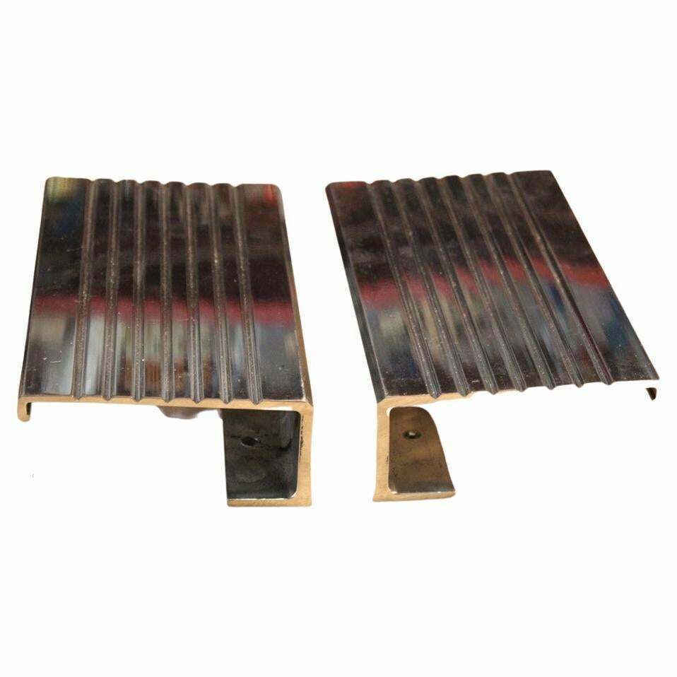 Rectangular Handles With Grooves In Chromed Aluminium Italy Design