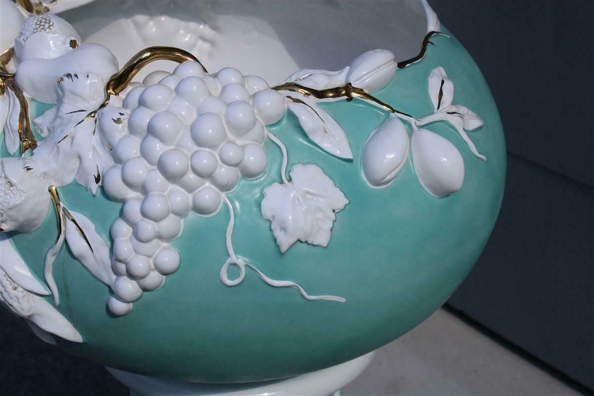 Ceramic Column With Door Plant Fruit White Green Flowers Tommaso Barbi photo vintage